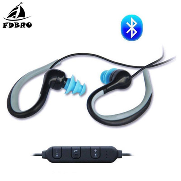 FDBRO Swimming Earphone Waterproof Bluetooth Headset Sport Wireless Gaming Earphones With Mic Neckband Cable Control IPX8