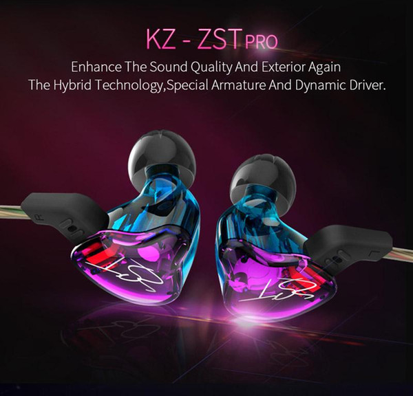 FDBRO KZ ZST Colorful Ear Earphone Music Sports Earbud Hybrid Headset HIFI Bass Noise Cancelling Earbuds With Mic Replaced Cable