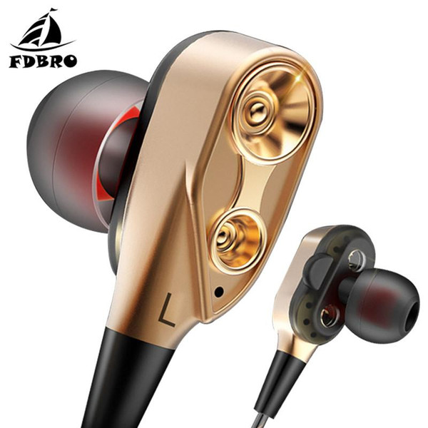 FDBRO Double Unit Drive In Ear Earphone Bass Subwoofer Earphone for Phone DJ Mp3 Sport Earphones Headset Earbuds Auriculares