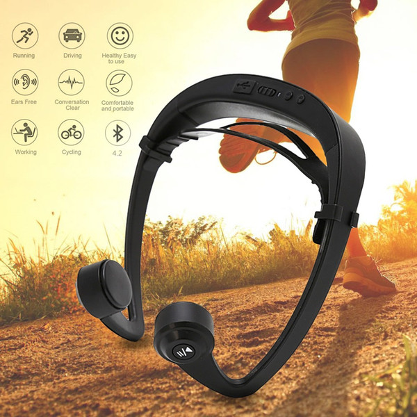 V9 Ear Hook Bone Conduction Bluetooth 4.2 Sports Headphone Headset With Mic Adjustable headband For Android IOS Smartphone