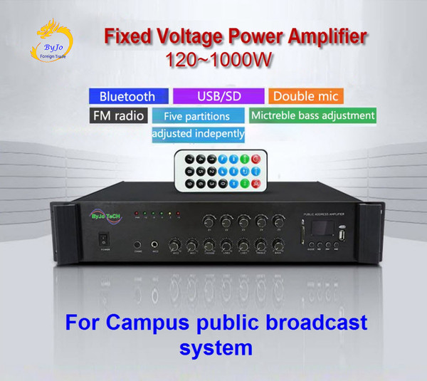 ByJoTeCH Bluetooth contant voltage power amplifier five area background music campus public address system 120 w - 1000 w