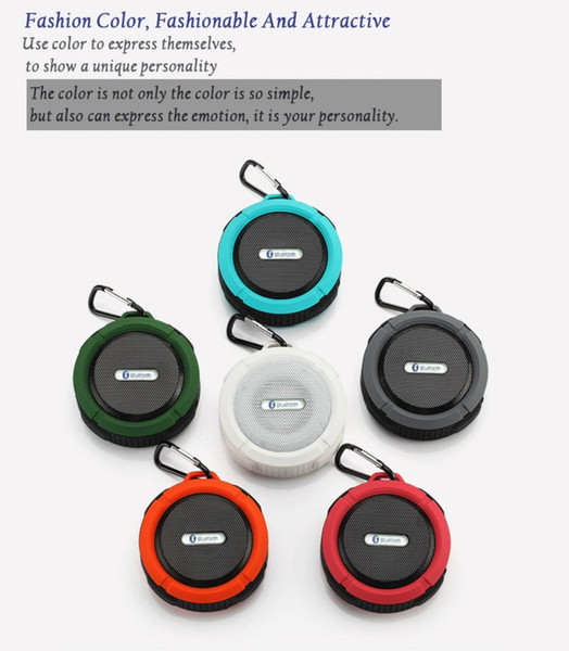 C6 Speaker Bluetooth Speaker Wireless Potable Audio Player Waterproof Speaker Hook And Suction Cup Stereo Music Player With Retail Package