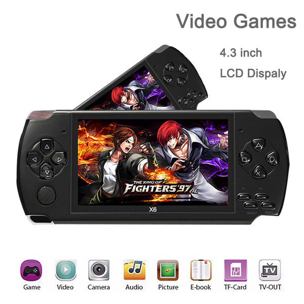 Handheld Video Game Console 32bit Classic Games Black Retro Portable 8GB Game Console Player 4.3 inch with Camera support MP3