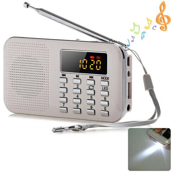 2018 New Portable Mini Stereo LCD Digital FM Radio Speaker USB TF Card Mp3 Music Player with LED Light and Rechargeable Battery