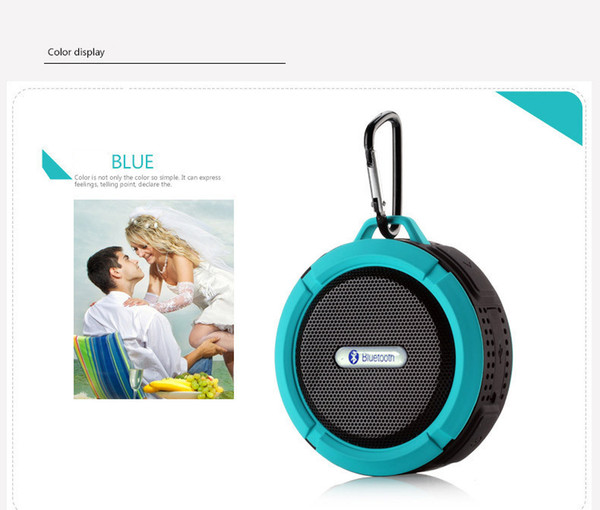 sell 1 pc C6 Speaker Bluetooth Speaker Wireless Potable Audio Player Waterproof Speaker Hook And Suction Cup Stereo Music Player