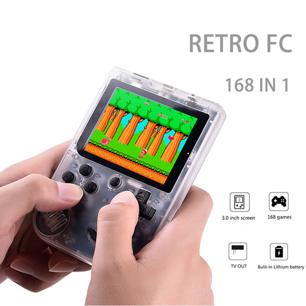 Handheld Game Consoles To TV Children Retro Mini 3 Inch 8 Bit Classic Video Game Player Black Built in 168 Gmaes Rechargeable