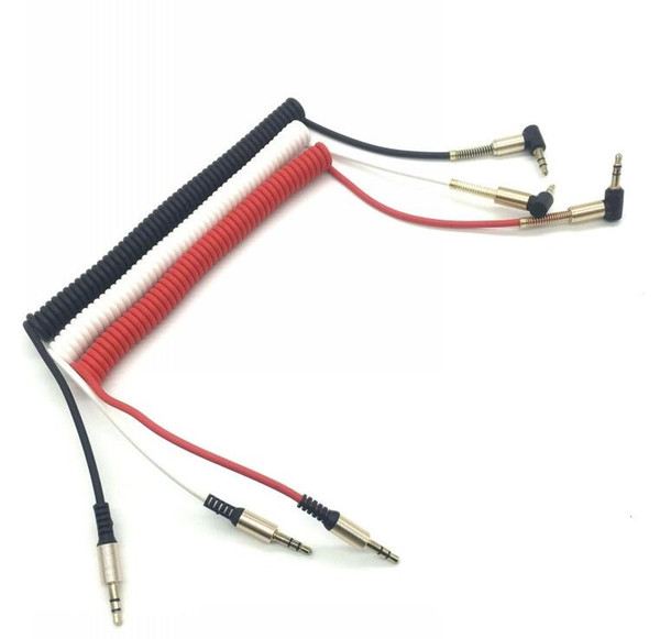 Elbow Bend Spring Stereo Audio Cable 3.5mm Interface Male Right Angle Audio AUX Earphone Extensions Cable For Iphone Computer MP4