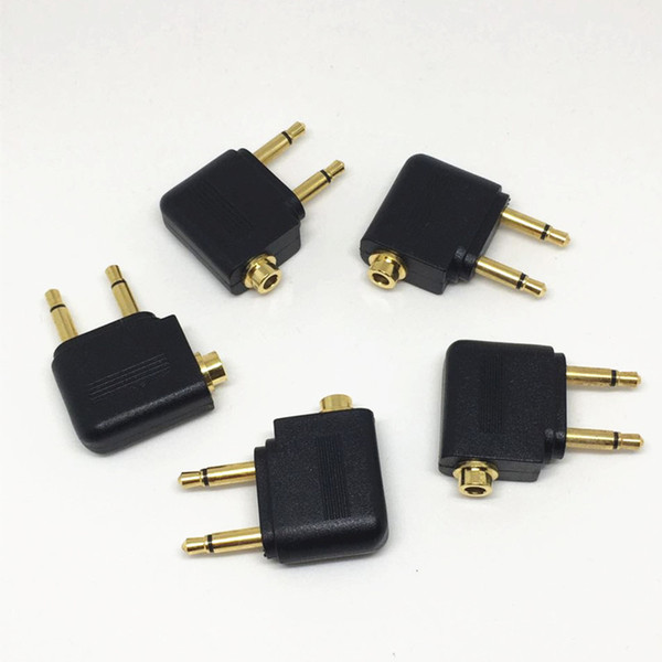 50Pcs\Lot Gold 3.5MM to 2 x 3.5MM Male Airplane Headphone Audio Adapter for Double Mono Plug To Dual Channel Stereo Jack