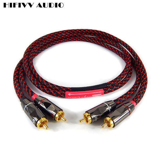 hifi rca cable for amplifier and TV DVD 2 RCA to 2 RCA 6N pure copper 6N OFC copper wire 0.5m 1m 1.5m 2m DIY