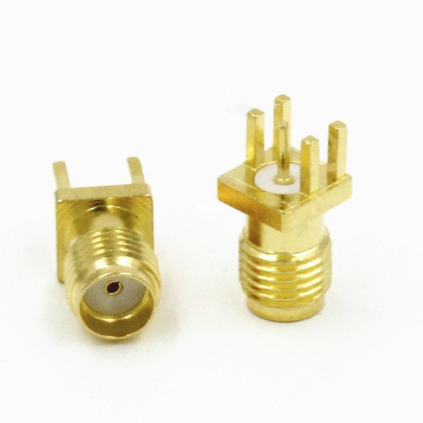 100pcs\Lot Freeshipping Gold SMA Female Jack Solder PCB Clip Edge Mount Straight RF Adapter Connector 0.062'' 1.6mm