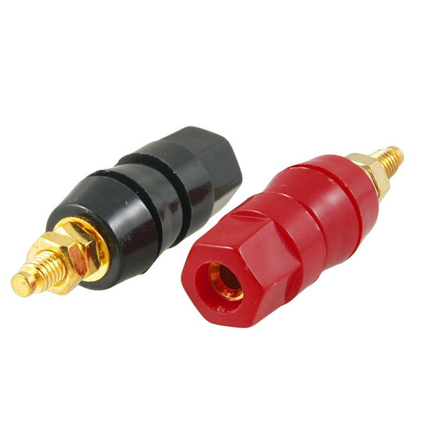 20 Pcs/Lot Freeshipping Gold Plated Red Black Plastic Shell 4mm Banana Socket Brass Binding Post Adapter Connector