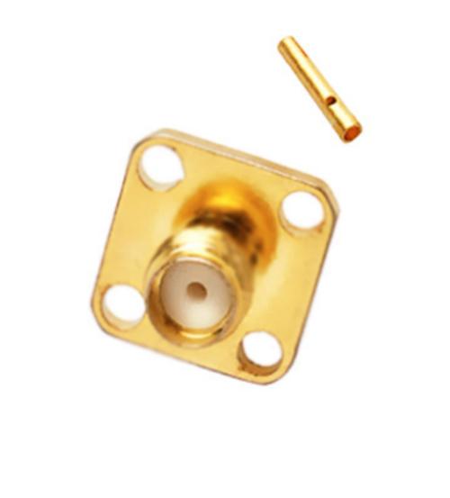 Hot Sale RF Electrical Wire Terminal Connector SMA Jack 4-Hole Flange Panel Mount Straight Solder for Coaxial Cable RG402 100