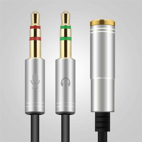 2017 Universal 35cm 3.5mm Stereo Audio Male to 2 Female Headset Mic Y Splitter Cable Adapter Connector for Mobile phone