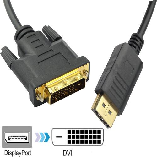 1.8m 6FT High Speed DisplayPort Plug DP to DVI-D 24+1 Pin Male Plug Digital Video Cable Gold Converter HDMI Adapter 1080P for HDTV HD PC