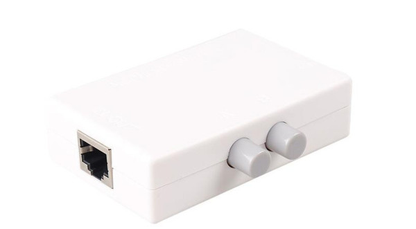 Mini Dual 2 Way Port RJ45 Network Manual Sharing Switch Switcher Box Adapter HUB*100pcs/lot