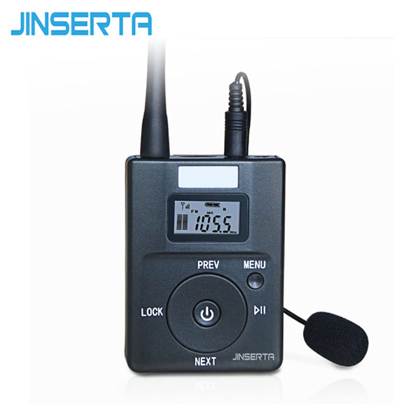 stereo aux JINSERTA Mini Portable Wireless Audio Transmitter AUX TF Card Adatper Radio Broadcast Stereo with Microphone for Tourism Meeting