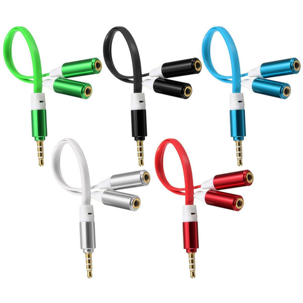 5 Colors 3.5mm 1 Male to 2 Female Earphone Stereo Audio Extension Y Splitter Cable Cord