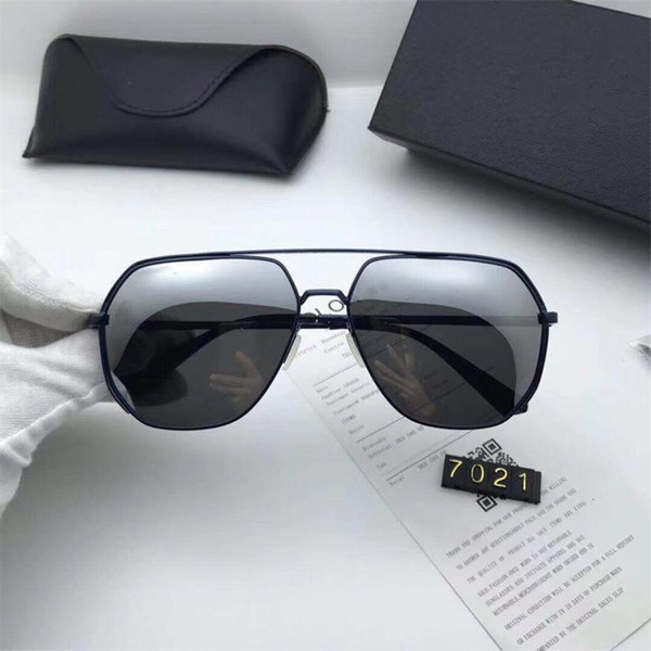 top 7021 luxury sunglasses Polarized bright film lens designer ultra light alloy metal frame sunglasses fashion driving sunglasses with reta