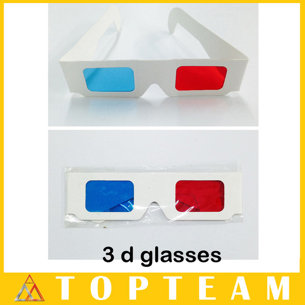 Hotsale Convient 100pcs/lots 3D Paper Glasses For 3D Movies Red Blue Lens With OPP Package Free DHL