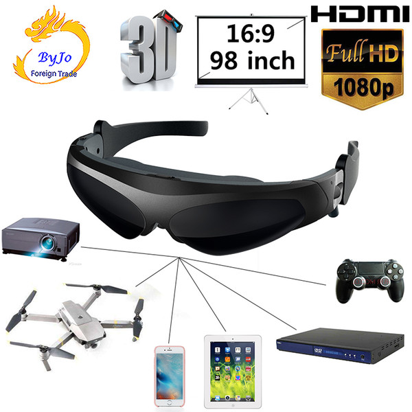 New FPV 3D video glasses 2 meters distance 98 inches virtual display large screen Support IOS and Android HD input 1080P