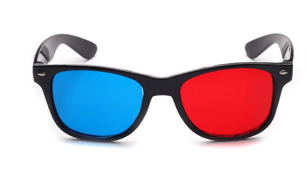 Wholesale- 2pcs/lot Retail Red Blue Plasma Plastic 3D Glasses TV Movie Dimensional Anaglyph Framed 3D Vision Glasses for led projector