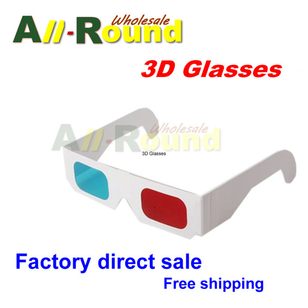 Wholesale- Free shipping Wholesale 10000pcs/lot, red/blue 3d glasses,white paper red / cyan 3d glasses