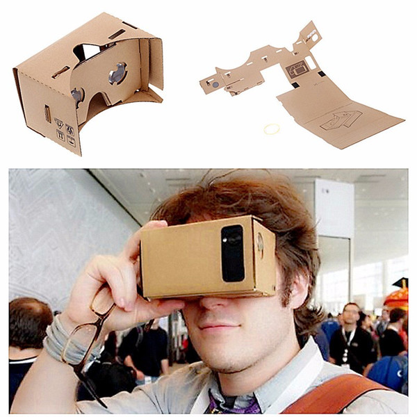 Google Cardboard Cardbord Lnette Video 3 D Gerceklik Virtual Reality Goggles 3D VR Glasses Smartphone Helmet Headset Lens VR Box