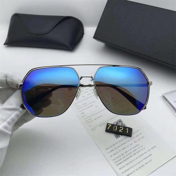 hot 7021 luxury sunglasses Polarized bright film lens designer ultra light alloy metal frame sunglasses fashion driving sunglasses with reta