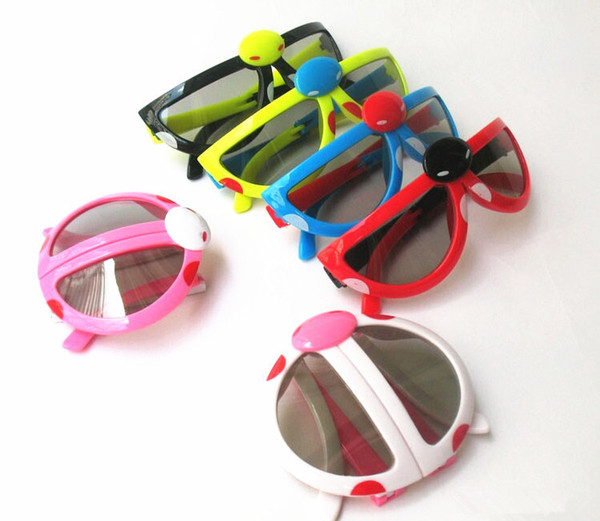 Wholesale- Foldable Colorful Kid Beatles 0.72mm Lens Passive Polarized 3D Glasses for 3D RealD Cinema and Passive 3D TVs