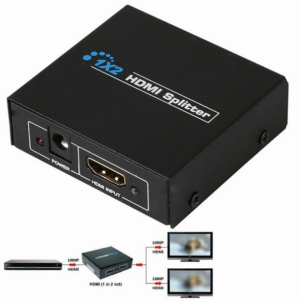 Wholesale- 1x2 HDMI Switch Splitter Box 1 Input 2 Output Ports Support 3D Full HD 1080P DVD Players for PS3 Playstation Xbox360 DVD UK Plug