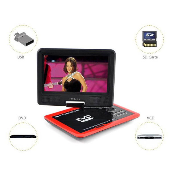 Wholesale 9 inch Portable DVD Player with 270° LCD screen,3 Hours Rechargeable Battery,Car DVD Player,Game player,SD Card Slot