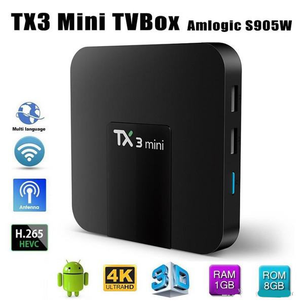 TX3 Mini Smart TV Box Amlogic S905W WiFi Android 7.1 1G+8G 4K HD 1.5GHz Set-top TV Box 2.4GHz Media Player