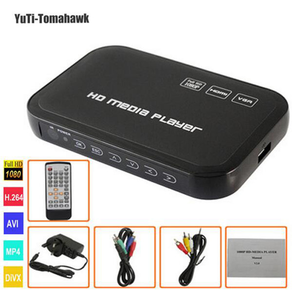 Portable 1080P Full H6W HD Media Player INPUT SD/USB/HDD Output HDMI/AV/VGA/AV/YPbpr Support DIVX AVI RMVB MP4 Mini Player