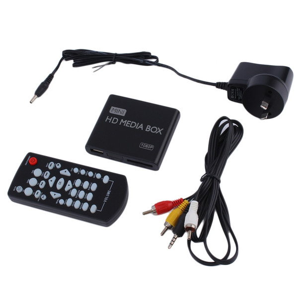 Wholesale-AU EU US Plug Mini Media Player HDMI Media Box TV Video Multimedia Player Full HD 1080p Support MPEG/MKV/H.264 HDMI AV USB Black