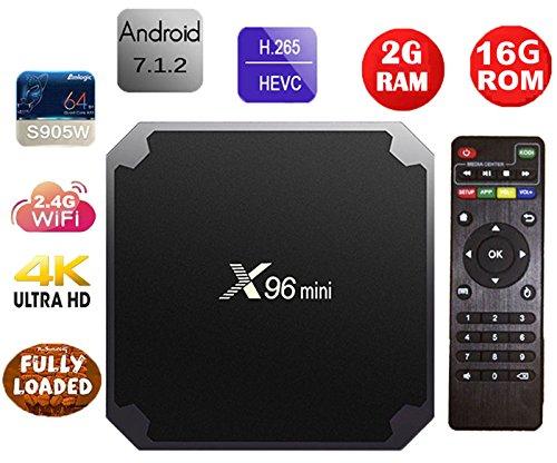 X96 Mini Android 7.1 TV Box Amlogic S905W Quad-core 64 Bit 2GB 16GB 4K UHD WiFi & Lan VP9 DLNA H.265 Internet Media Streaming Player