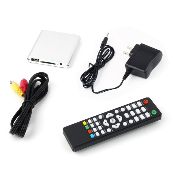 Silver US 1080P HDD Muti-function Media RMV MP4 AVI FLV Player MKV/H.264/RMVB Full HD With HOST USB Card Reader Free Shipping