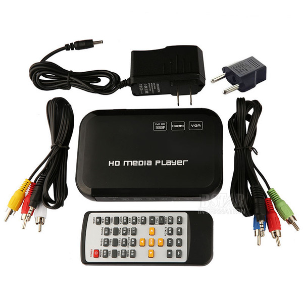 Wholesale-New Digital USB Full HD 1080P HDD Media Player HDMI VGA SD MMC Support DIVX AVI RMVB MP4 H.264 FLV MKV Music Movie