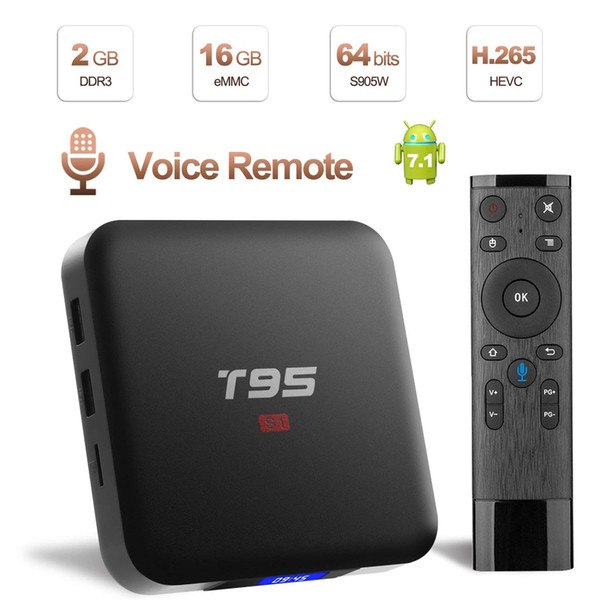 Android TV Box with Voice Remote S1 Android 7.1 Internet Media Streaming Player 2GB RAM 16GB ROM Amlogic S905W Wifi