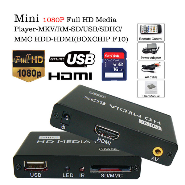 Wholesale- VOXLINK Mini 1080P Full HD Media Player SD/USB/SDHC/MMC MKV/RM HDD HDMI Media Player