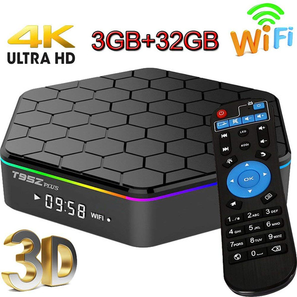 T95Z Plus Android 7.1 TV Box 3GB/32GB Octa Core Dual Band WiFi 2.4GHz/5GHz Bluetooth 4.0 Internet Media Streaming Player