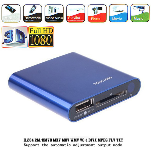 Elistooop 1080P Mini HDD Media Player HDMI AV USB HOST Full HD With SD MMC Card Reader Support H.264 MKV AVI 1920*1080P 100Mpbs