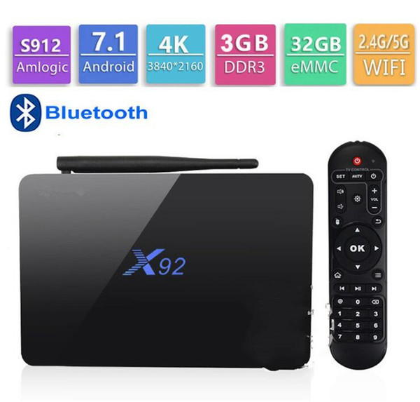 X92 Android 7.1 TV Box 3GB 32GB Amlogic S912 Octa Core 2.4G 5G Dual Wifi HDMI 4K VP9 H.265 BT4.0 Smart Media Player