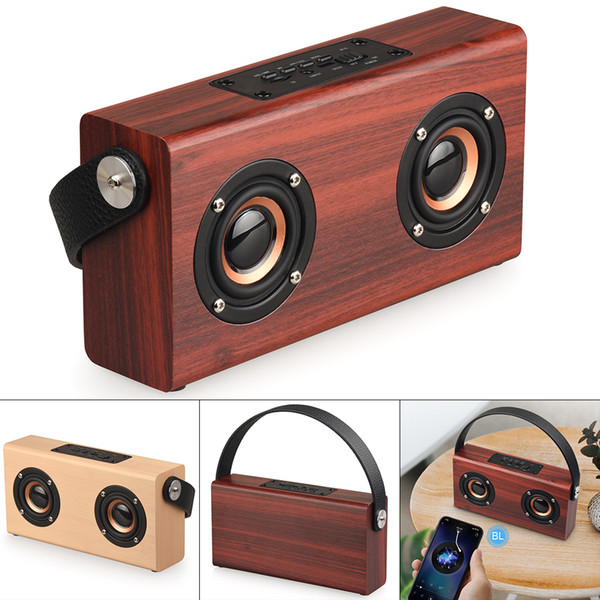 6W Yellow / Red Wood Grain Portable Retro Bluetooth Speaker Support TF Card / AUX Playback Function for Suburban Camping / Dancing SSB_30S