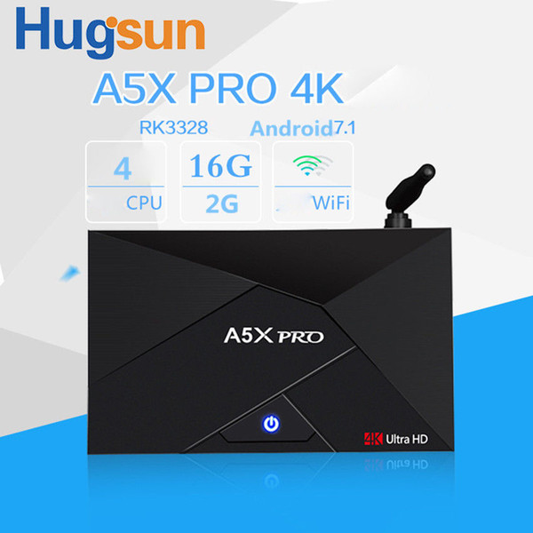 High quality Hugsun A5X Pro TV Box Android 7.1 Quad Core WiFi 4K HDR BT 2GB+16GB Game Media Player RK3328 H.265 Cortex-A53 Home Theatre