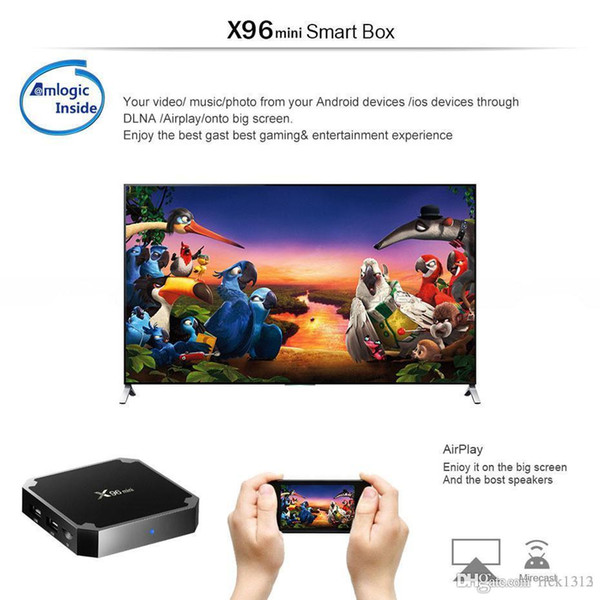 DHL X96 Mini Android 7.1 Amlogic S905W STB tv box 1GB + 8GB 2GB + 16GB eMMC Flash KD KDplayer 17.6 4K Smart Android TV Box VS TX3 MXQ PRO