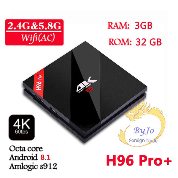 H96 Pro+ 2G 3G DDR3 16G 32G Flash 2.4G 5GHz Wifi HD2.0 Iptv 4K box S912 tv box Octa Core Android 8.1 smart android tv box H96 PLUS Set top