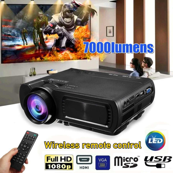 7000LM HD 1080P T5 LCD projector Beamer USB VGA HDMI AV TF For Theatre Movie