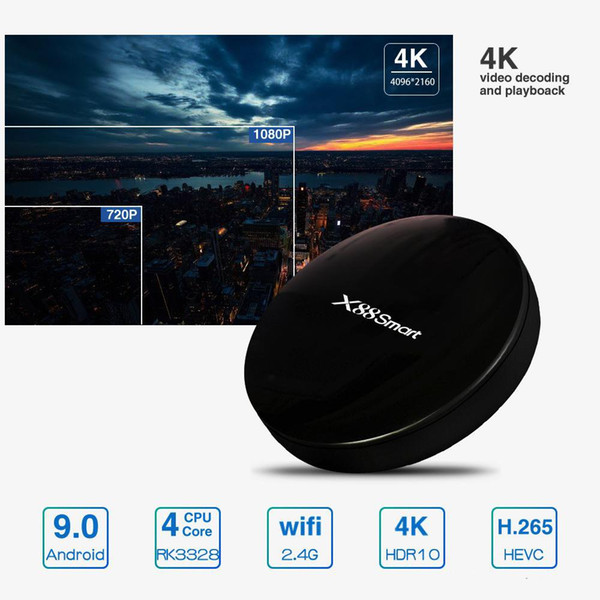 New arrival android 9.0 TV BOX X88 smart RK3328 Quad-core 4GB/32GB 2.4GWIFI HDMI H.265 set top box