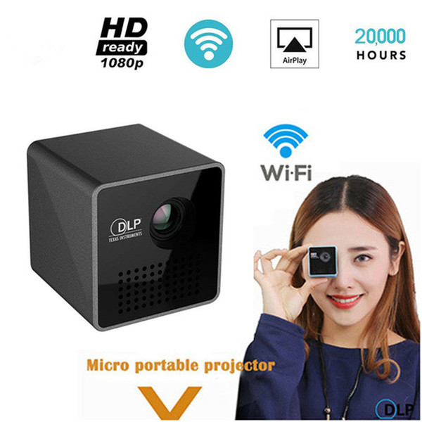 Mini Projector 1080P Wireless WIFI Mobile Projector Support Miracast DLNA Pocket Proyector home theater 5.1 DLP Beamer Battery