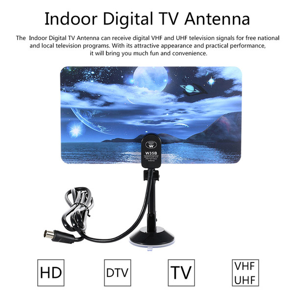 w16PH08 Indoor Digital TV Antenna 35dBi High Gain Full HD 1080p VHF / UHF DVB-T-Aerial IEC Connector for DTV / TV